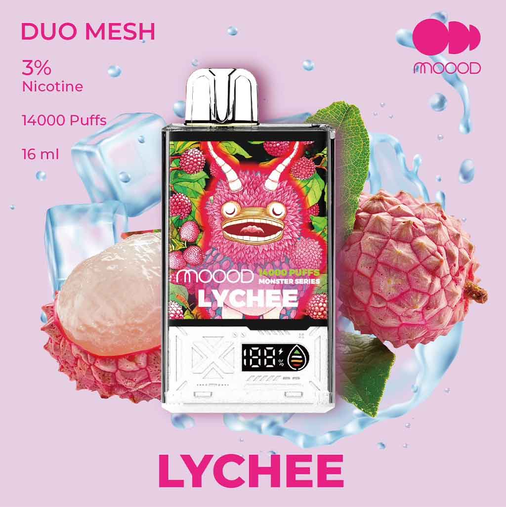 พอจดิจิตอล-แบบใช้แล้วทิ้ง-แบบใหม่ล่าสุด-MOOOD-MONSTER-SERIES-14000-PUFFS-รสชาติ-Lychee-14000คำ