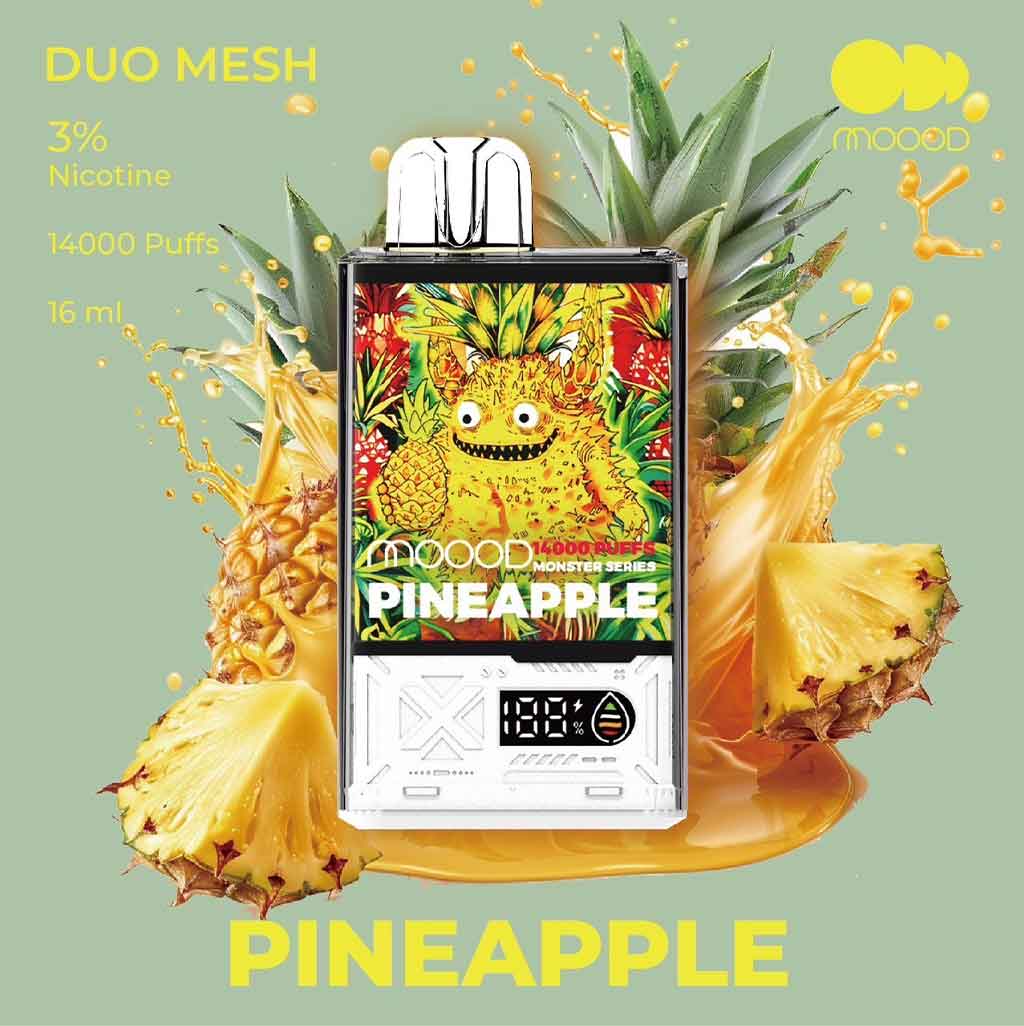 พอจดิจิตอล-แบบใช้แล้วทิ้ง-แบบใหม่ล่าสุด-MOOOD-MONSTER-SERIES-14000-PUFFS-รสชาติ-Pineapple-14000คำ