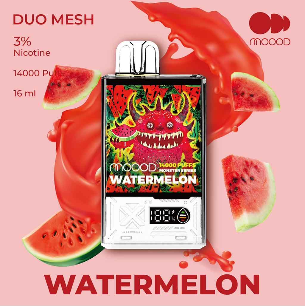 พอจดิจิตอล-แบบใช้แล้วทิ้ง-แบบใหม่ล่าสุด-MOOOD-MONSTER-SERIES-14000-PUFFS-รสชาติ-Watermelon-14000คำ