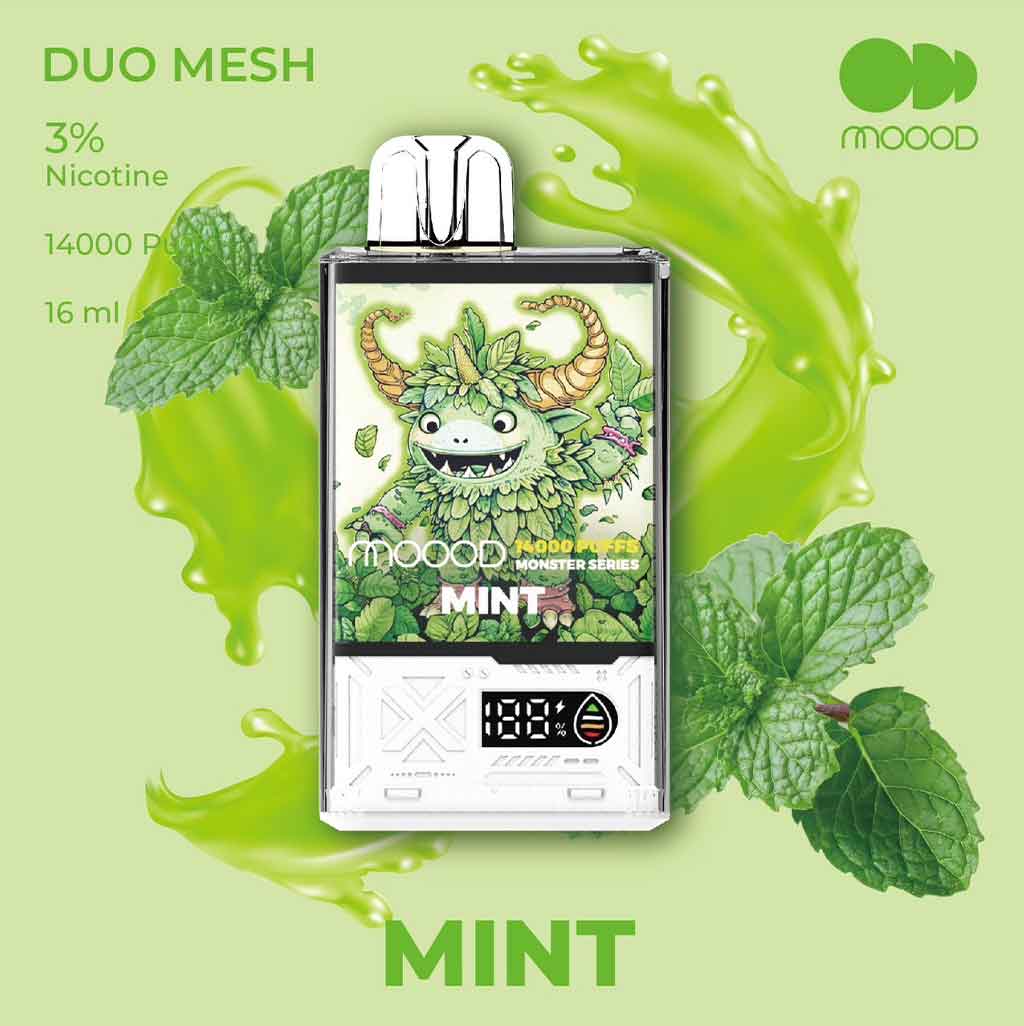 พอจดิจิตอล-แบบใช้แล้วทิ้ง-แบบใหม่ล่าสุด-MOOOD-MONSTER-SERIES-14000-PUFFS-รสชาติ-mint-14000คำ