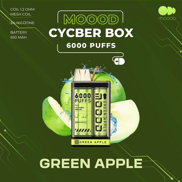 พอตใช้แล้วทิ้ง ราคาส่ง-ราคาถูก-6000คำ-MOOOD CYCBERBOX รสชาติ Green apple