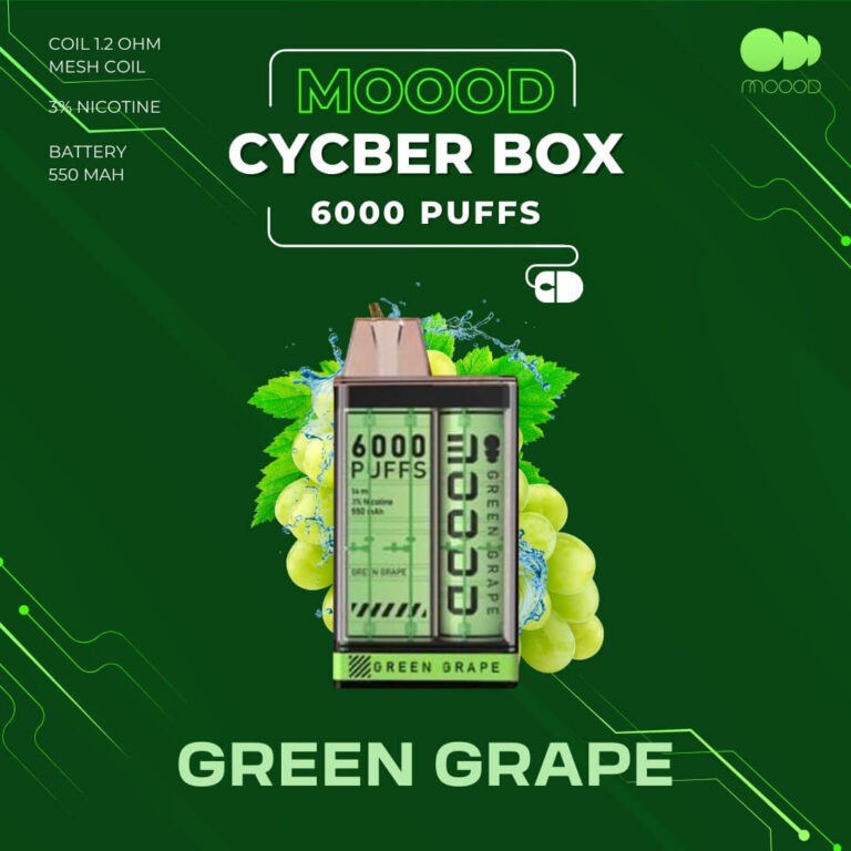 พอตใช้แล้วทิ้ง ราคาส่ง-ราคาถูก-6000คำ-MOOOD CYCBERBOX รสชาติ Green grape