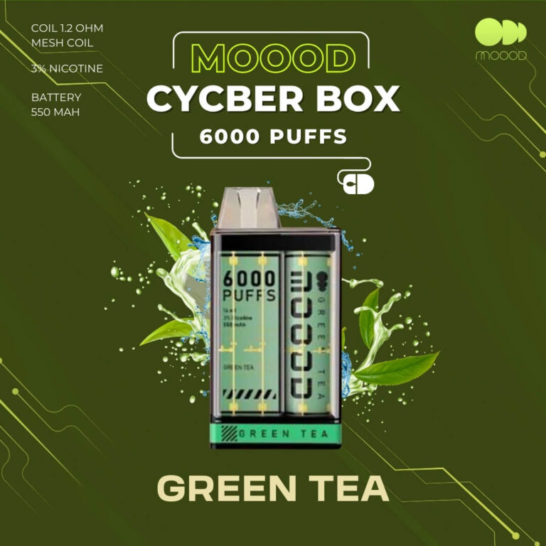 พอตใช้แล้วทิ้ง ราคาส่ง-ราคาถูก-6000คำ-MOOOD CYCBERBOX รสชาติ Green tea