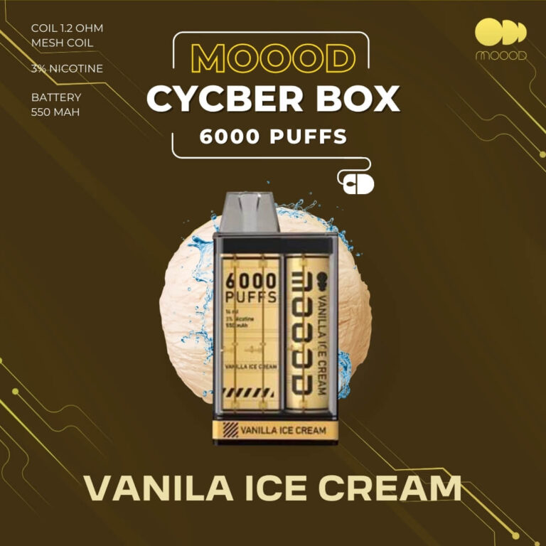 พอตใช้แล้วทิ้ง ราคาส่ง-ราคาถูก-6000คำ-MOOOD CYCBERBOX รสชาติ Vanila ice cream