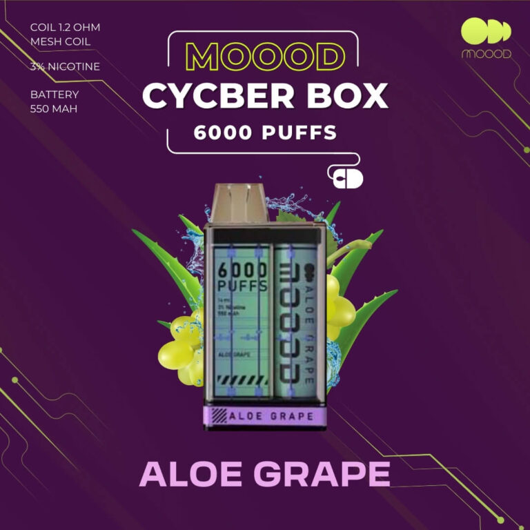 พอตใช้แล้วทิ้ง ราคาส่ง-ราคาถูก-6000คำ-MOOOD CYCBERBOX รสชาติ aloe grape