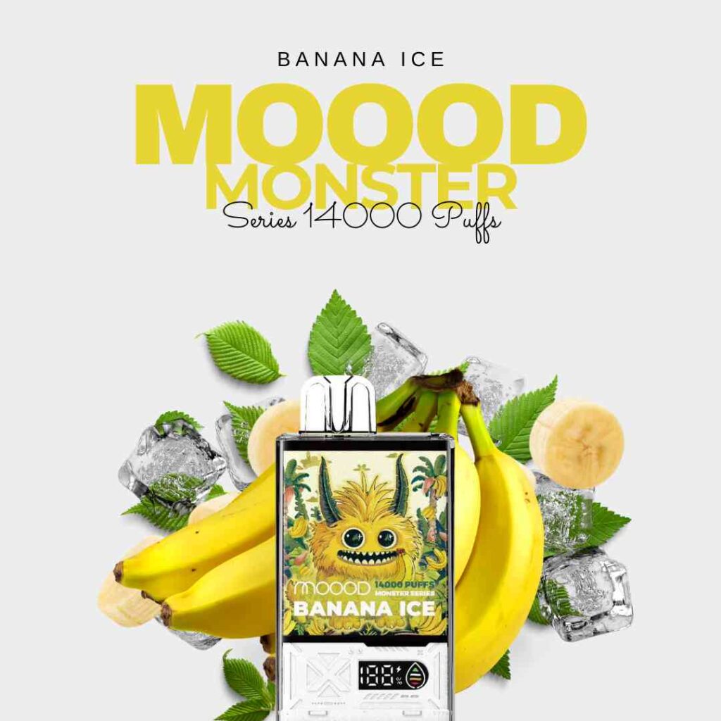 พอตไฟฟ้าแบบใช้แล้วทิ้ง ชาร์จได้ ดิจิตอล แห่งอนาคต MOOOD MONSTER SERIES 14000คำ กลิ่น Banana ICE