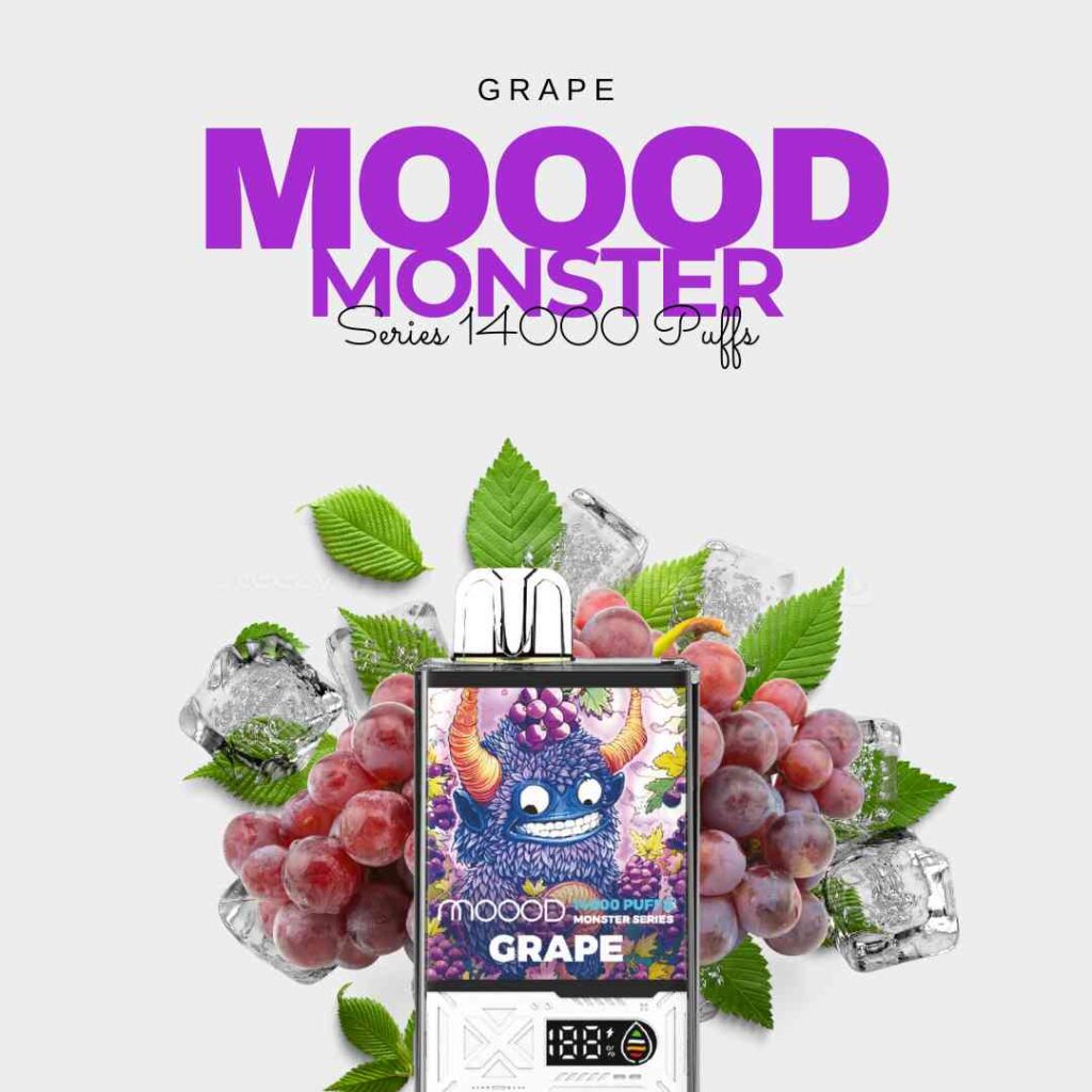 พอตไฟฟ้าแบบใช้แล้วทิ้ง ชาร์จได้ ดิจิตอล แห่งอนาคต MOOOD MONSTER SERIES 14000คำ กลิ่น Grape