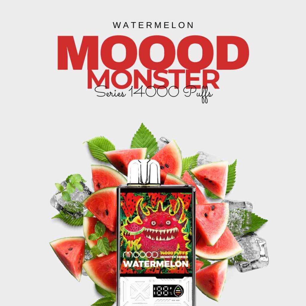 พอตไฟฟ้าแบบใช้แล้วทิ้ง ชาร์จได้ ดิจิตอล แห่งอนาคต MOOOD MONSTER SERIES 14000คำ กลิ่น Watermelon