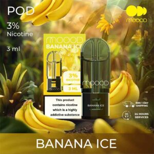 ใหม่-หัวน้ำยาพอตสำเร็จ-MOOOD-nic-3%-3ml-กลิ่น-Banana-Ice-กล้วยเย็น