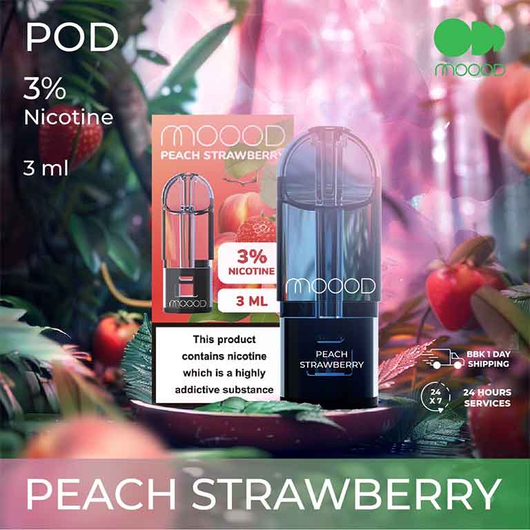 ใหม่-หัวน้ำยาพอตสำเร็จ-MOOOD-nic-3%-3ml-กลิ่น-Peach-Strawberry