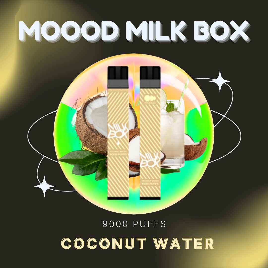 MOOOD MILK BOX 9000 PUFFS พอตใช้แล้วทิ้งชาร์จได้ 9000คำ กลิ่น coconut water