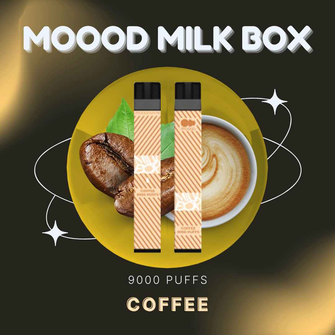 MOOOD MILK BOX 9000 PUFFS พอตใช้แล้วทิ้งชาร์จได้ 9000คำ กลิ่น coffee