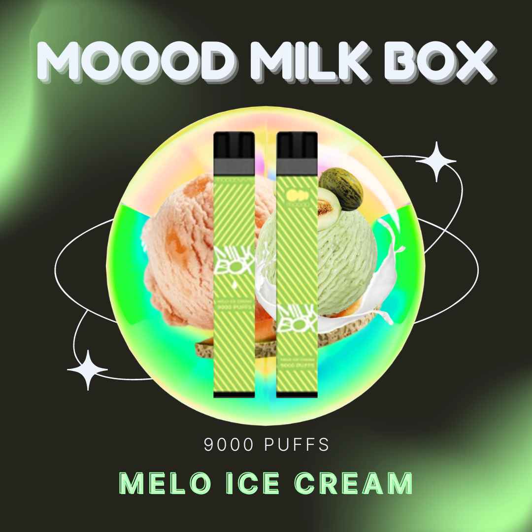 MOOOD MILK BOX 9000 PUFFS พอตใช้แล้วทิ้งชาร์จได้ 9000คำ กลิ่น melo ice cream