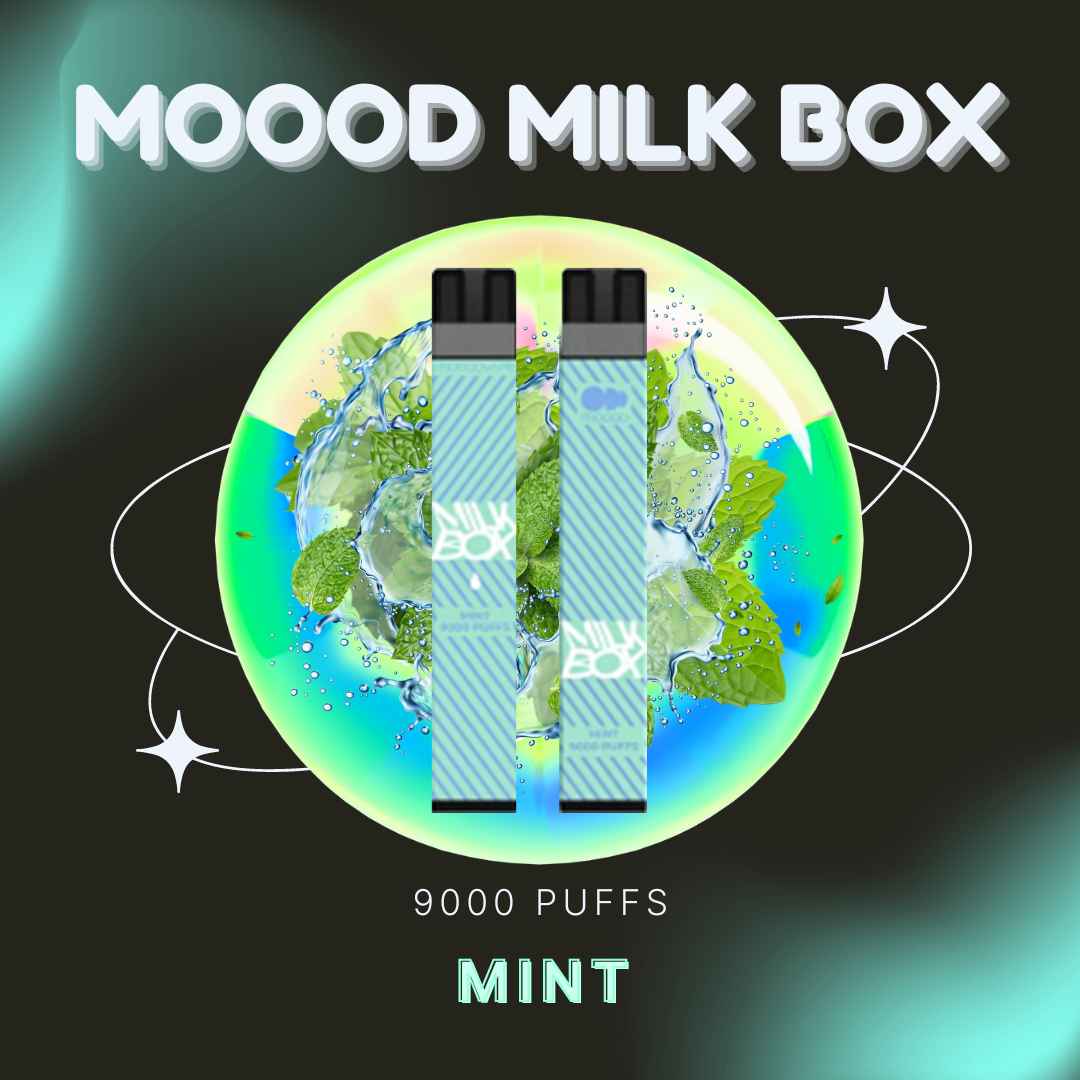 MOOOD MILK BOX 9000 PUFFS พอตใช้แล้วทิ้งชาร์จได้ 9000คำ กลิ่น mint