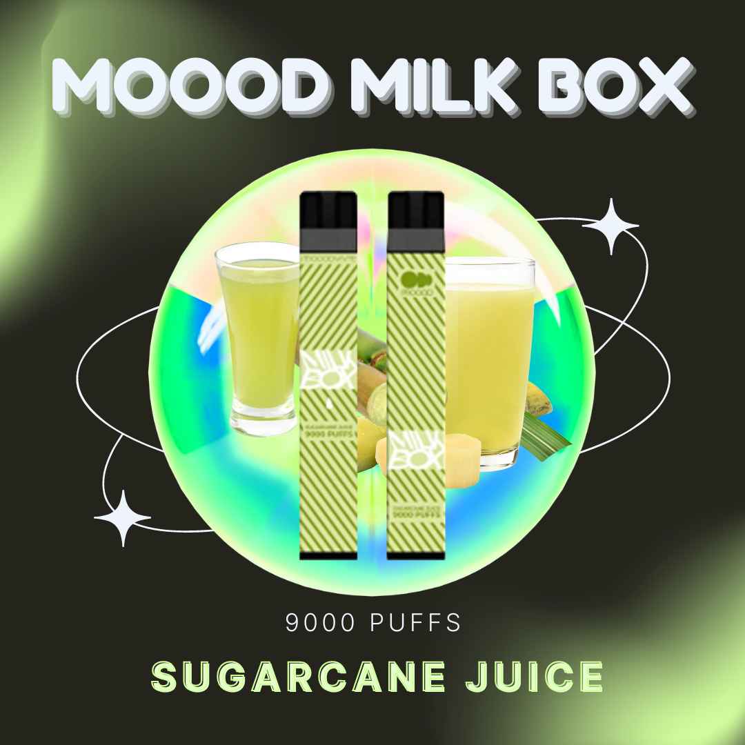 MOOOD MILK BOX 9000 PUFFS พอตใช้แล้วทิ้งชาร์จได้ 9000คำ กลิ่น sugarcane juice