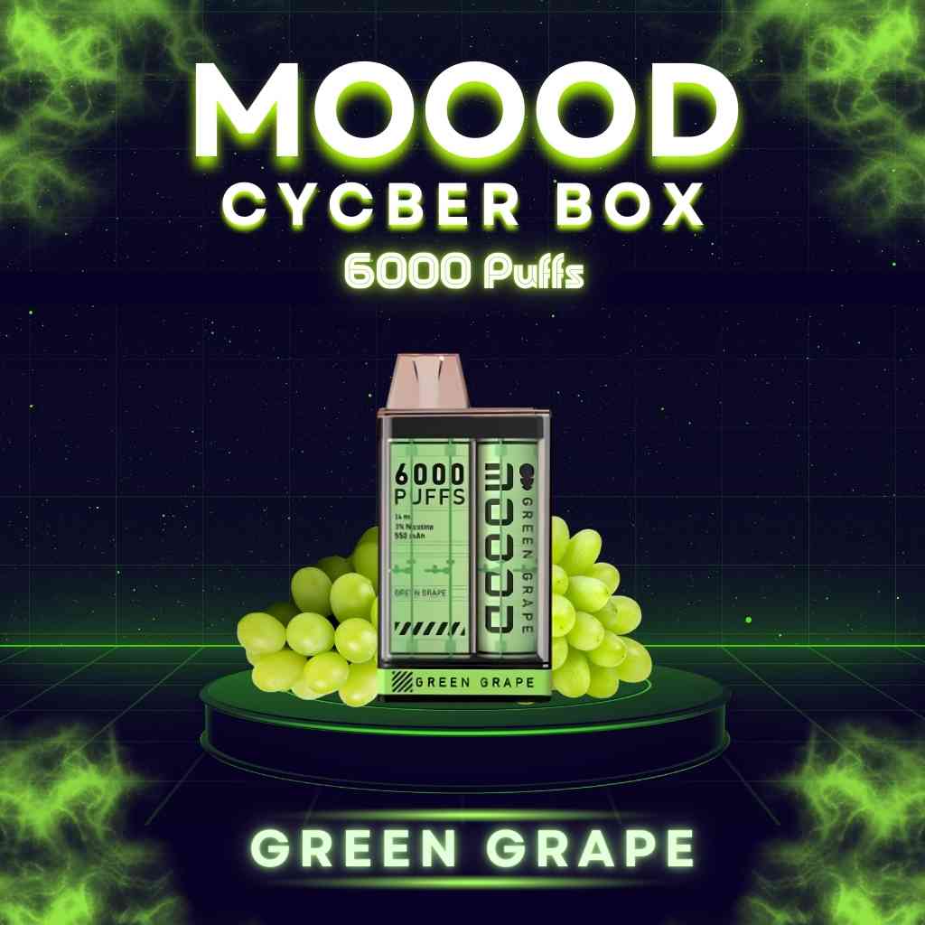 พอตแบบใช้แล้วทิ้ง แบบใหม่ล่าสุด MOOOD รุ่น MOOOD CYCBER BOX 6000คำ กลิ่น Green grape