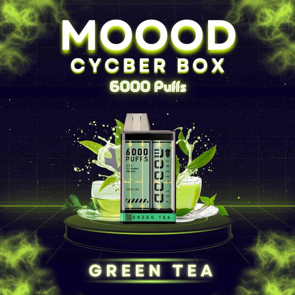 พอตแบบใช้แล้วทิ้ง แบบใหม่ล่าสุด MOOOD รุ่น MOOOD CYCBER BOX 6000คำ กลิ่น Green tea