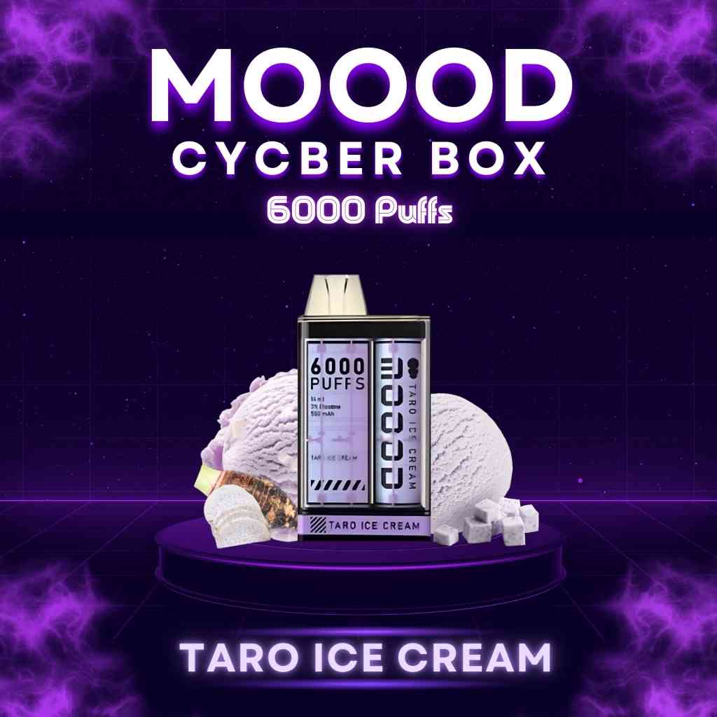 พอตแบบใช้แล้วทิ้ง แบบใหม่ล่าสุด MOOOD รุ่น MOOOD CYCBER BOX 6000คำ กลิ่น Taro ice cream